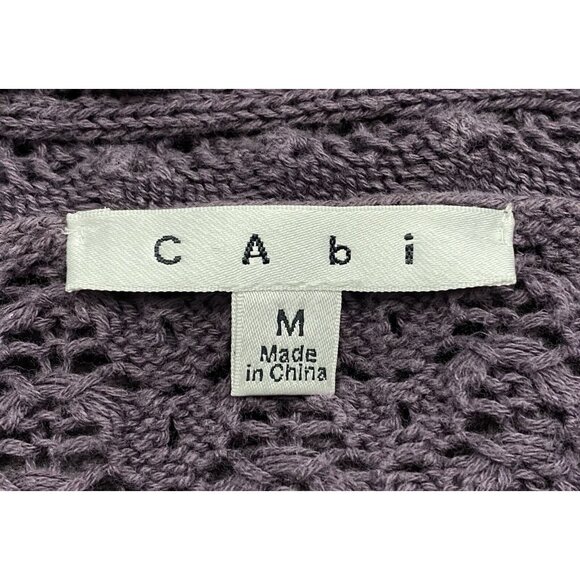 CABI Women Sweater Waterfall Open Front Crochet Cardigan Sz M Purple 79-32 - Picture 9 of 11